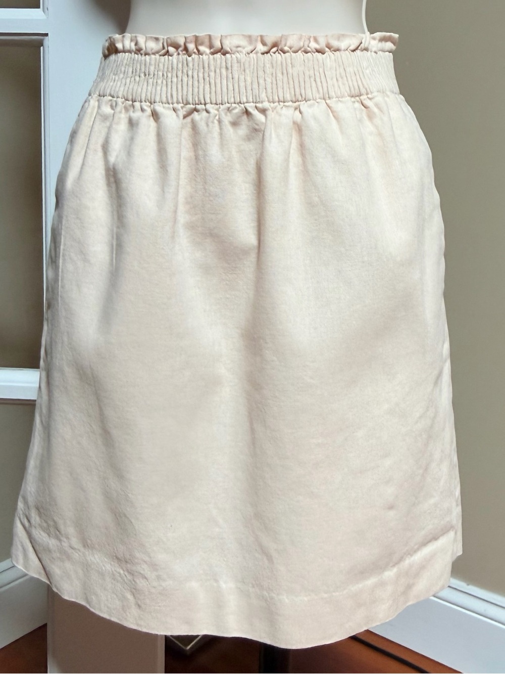 J. Crew Cream Elastic-Waist Linen Mini Skirt